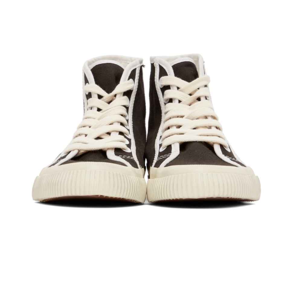 RE/DONE brans and white ‘90’s high top’ sneakers. Sold out online